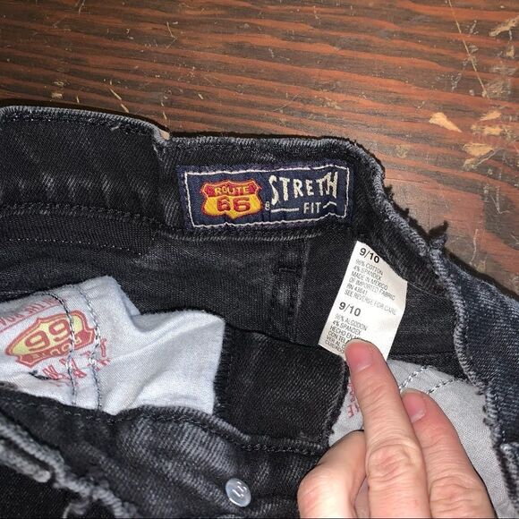 Vintage Route 66 High Waisted Black Distressed Denim Shorts - Picture 2 of 3